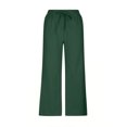 thumbnail image 3 of ShomPort Cotton Linen Capri Pants with Pockets for Women Summer Casual Drawstring Elastic Waist Wide Leg Pants, 3 of 5