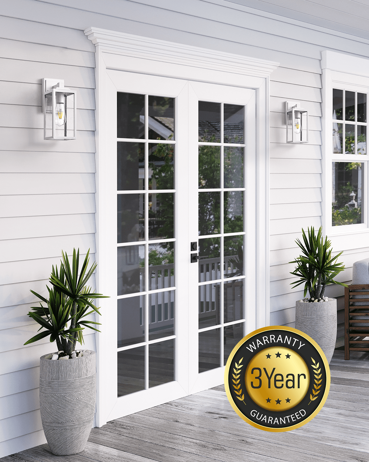 VIANIS 2 Pack Outdoor Light Fixture, White Outside Wall Lighting Lantern, Anti-Rust Porch Lights Outdoor, 100% Aluminum Exterior Lights for House, Patio, Doorway