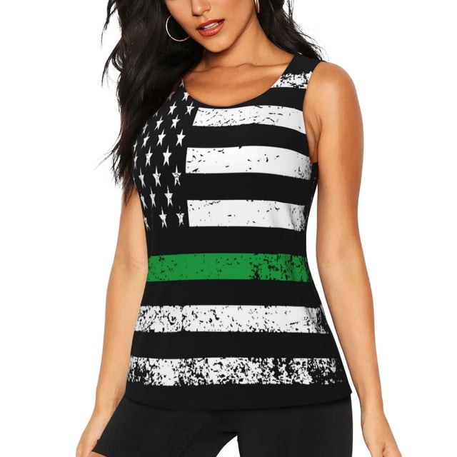 Fotbe American Flag Blusas Sin Mangas para Mujer – Estilo Casual, Corte Suelto, Slim-Fit, Cuello Redondo Deportivo, Tops de Verano para Gimnasio y Yoga-XX-Large