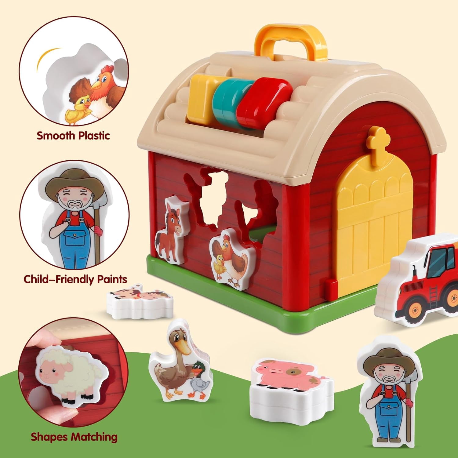 ANTIC DUCK Toddler Toys, Toys for 1  Year Old, Farm Animals Toys, Learning Montessori Toys, Christmas Birthday Gift for Baby Kids Toddlers Age 12- 24 Months