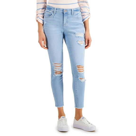 Style & Co Petite Curvy Distressed Skinny Jeans Ricochet Wash 16P