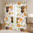 thumbnail image 2 of Homewish Watercolor Highland Cow Kitchen Curtains, Pumpkin Maple Leaf Black Out Curtains Pack of 2 (42x63 Each), White Orange Green Brown, 2 of 5
