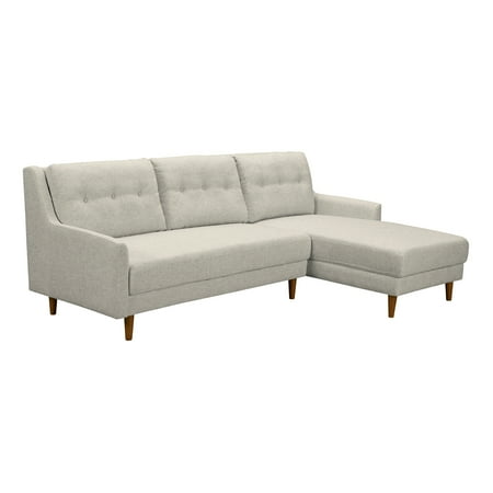 Divine Champagne - Armen Living Divine Mid-Century Sectional in Champagne Wood Finish and Beige Fabric