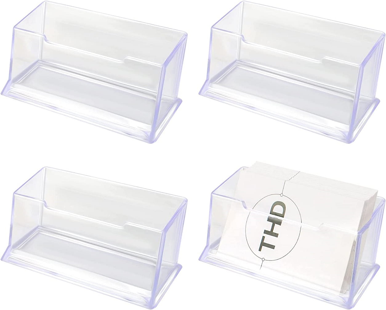 4 Pcs Clear Business Card Holder, Acrylic Name Card Holder Clear