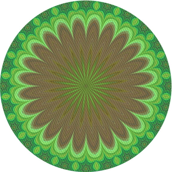 Ahgly Company Indoor Round Patterned Oak Brown Area Rugs, 8' Round