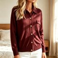 thumbnail image 2 of Tqcoqu Long Sleeve Button Down Lightweight Knit Cardigans for Women, Early Fall Fashion Open Front Sweater Tops with Patch Pocket, 2 of 6