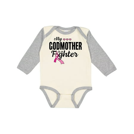 

Inktastic Breast Cancer Awareness My Godmother is a Fighter Gift Baby Boy or Baby Girl Long Sleeve Bodysuit