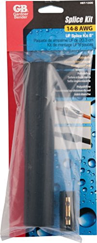 Gardner Bender HST-1300 Underground Cable Kit for Waterproof, 14-8 AWG, UF Copper Wire-Includes: 8 inch. Heavy-Wall Heat Shrink & Screw Splice Connectors , Black