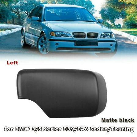 Left Side Matte Black Side Rearview Door Mirror Cover Cap Fit For E46 3 Series 1998-2005 51168238375