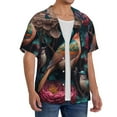 thumbnail image 2 of Sikiie Colorful Rose Bird Men's Wrinkle Free Untucked Cuban Shirt Business Casual Button Down Shirts Short Sleeve Shirt3X-Large, 2 of 5