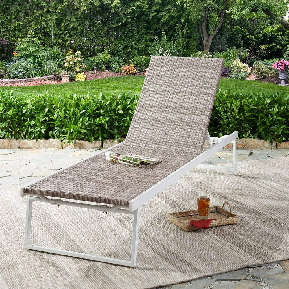 Better Homes & Gardens Sunnyside Outdoor Wicker Chaise Lounge in Gray