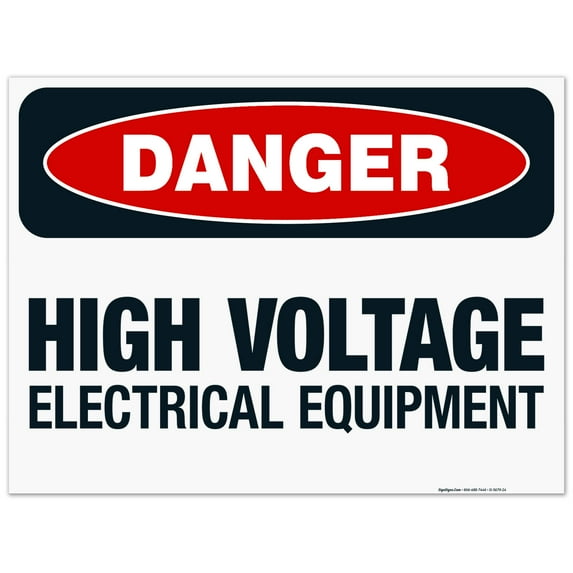 High Voltage Electrical Equipment Sign, OSHA Danger Sign, 18x24 Corrugated Plastic