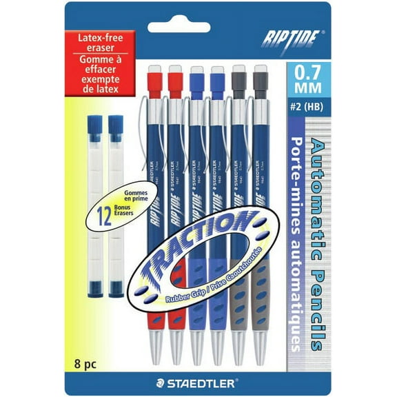 Staedtler Riptide Mechanical Pencils 0.7mm 6/Pkg-With 12 Eraser Refills