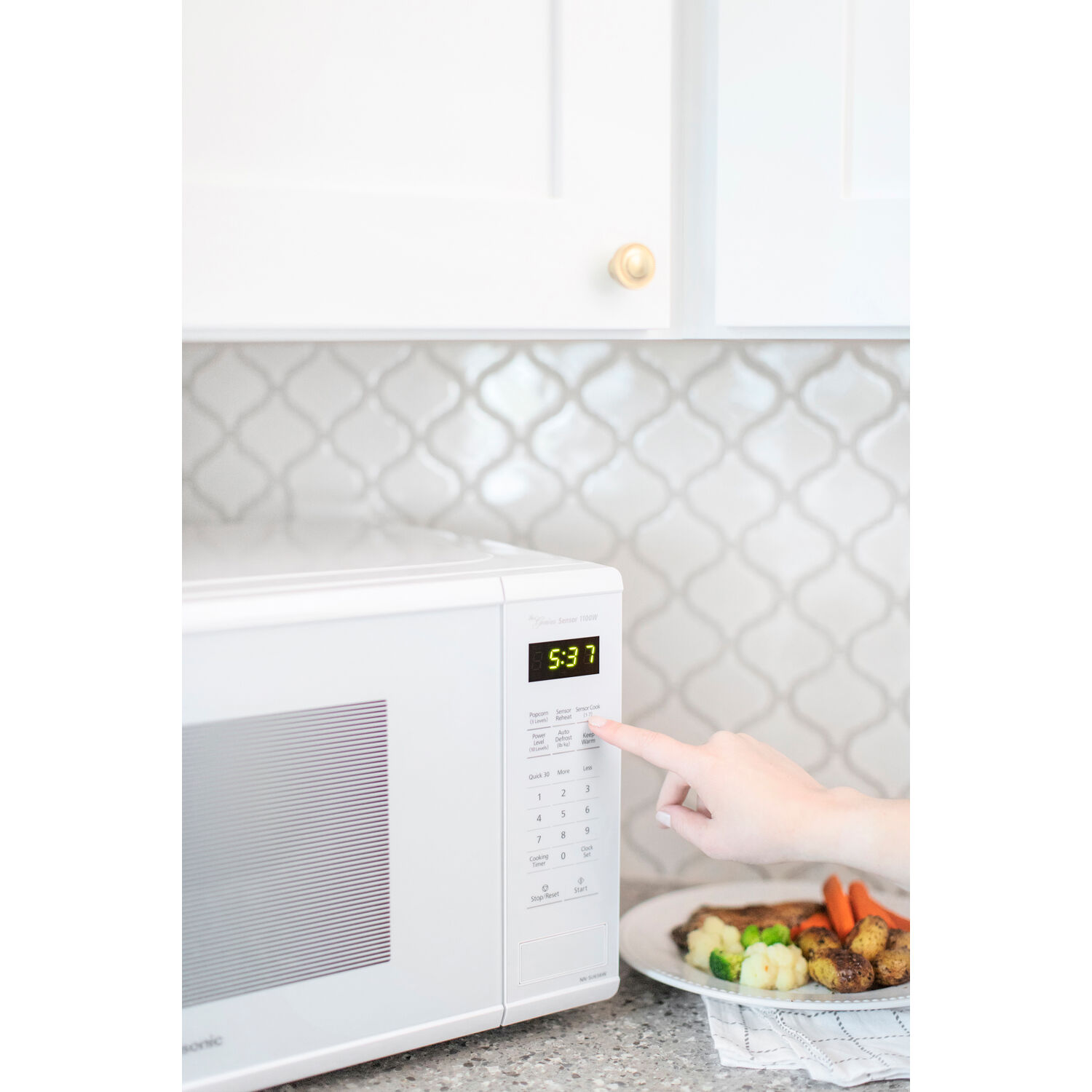 Panasonic  New 1.3 Cu. ft. 1100W Genius Sensor Countertop Microwave Oven in White - image 5 of 7