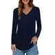 thumbnail image 1 of Top túnica de manga larga con cuello en V para mujer - Blusa holgada e informal - Ideal para casa, playa o vacaciones, 1 of 5
