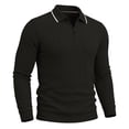 thumbnail image 4 of TOUMENY Men Sweater Zip Collared Long Sleeve Basic Slim Tops Fall Winter Solid Casual Knit Pullover Black XXXL, 4 of 7
