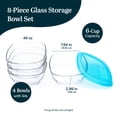 thumbnail image 2 of Libbey Serve It 8 Piece Glass Storage Bowl Set with 6 Cup Containers and Blue Plastic Lids, 2 of 4