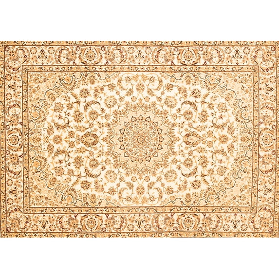 Ahgly Company Indoor Rectangle Medallion Orange Traditional Area Rugs, 8' x 12'