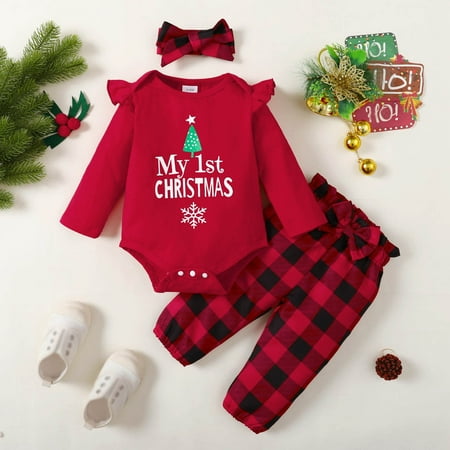 

TOWED22 Newborn Thanksgiving Outfit Girl Toddler Infant Baby Girl Thanksgiving Outfit Turkey Long Sleeve Shirt Top Flare Pants Headband 3PCS Clothes Set Red