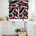 thumbnail image 3 of Abstract Twist Art Kitchen Curtains Valances and Tiers Set of 3 Red and Black Classic Match Tier Curtains and Valance with Rod Pocket for Small Windows, 27.5"x36", 3 of 9