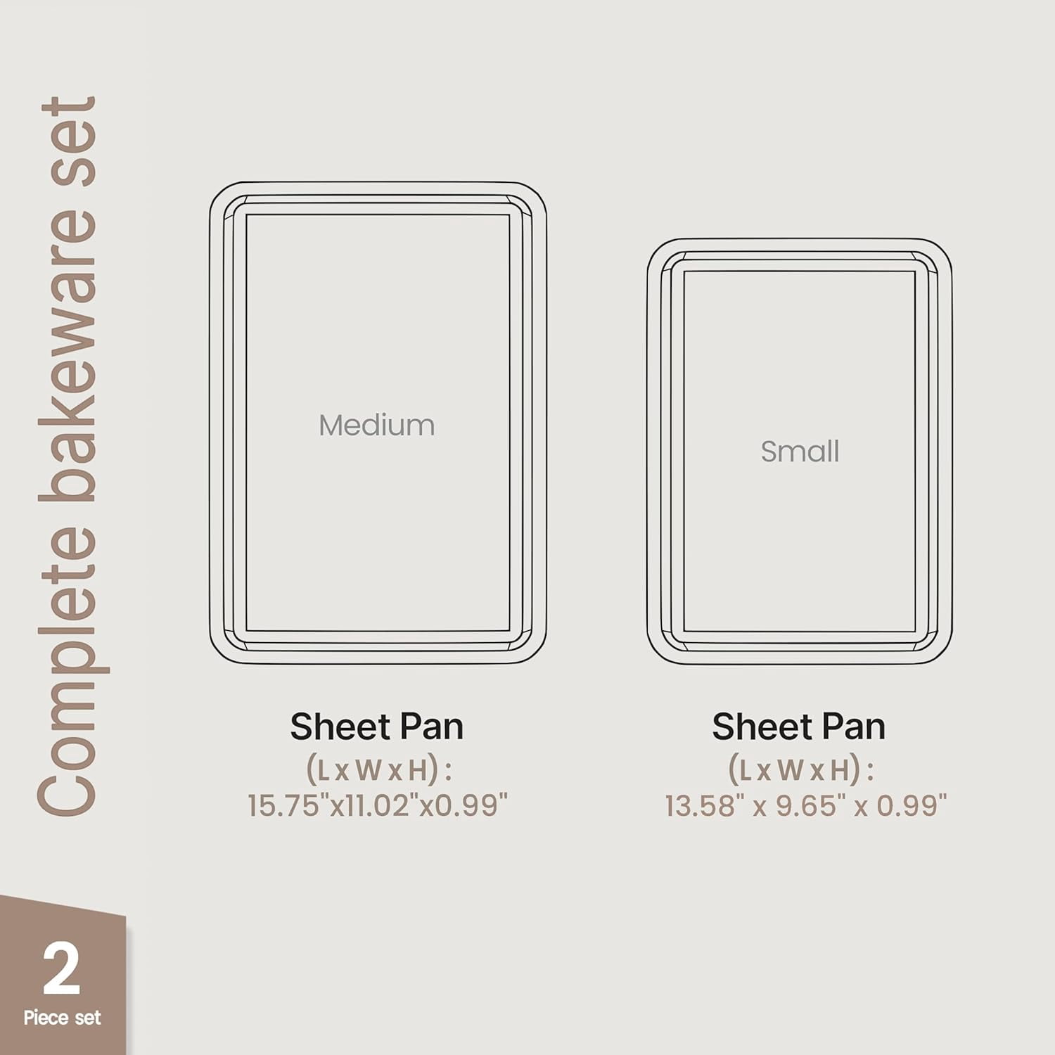 Bakken Diamond Bottom Cookie Sheet Set of 2, Nonstick Carbon Steel Baking Pans, Stackable, Oven Safe 450°F, Small & Medium