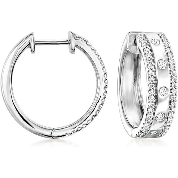 Dazzlingdaimonds Jewels 925 Sterling Silver 2.10 Ct Round Cut White Diamond Hoop Earring's 14K White Gold Plated For Women's