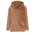 thumbnail image 5 of UAMVSH Womens Oversized Sherpa Hoodie for Winter Warm Fuzzy Fleece Hooded Sweatshirt with Pockets Plush Full Zipper Jacket Coat(XX-Large,Khaki), 5 of 6