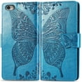 thumbnail image 1 of Wallet Case for iPhone, Embossed Butterfly Flower Premium PU Leather [Kickstand] [Card Slots] [Wrist Strap]Cover for iPhone, 1 of 7