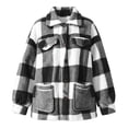 thumbnail image 4 of LUVDA Plaid Sherpa Jacket for Women Buffalo Check Fleece Button Up Shacket with Large Pockets Cozy Winter Warm Coat, 4 of 9