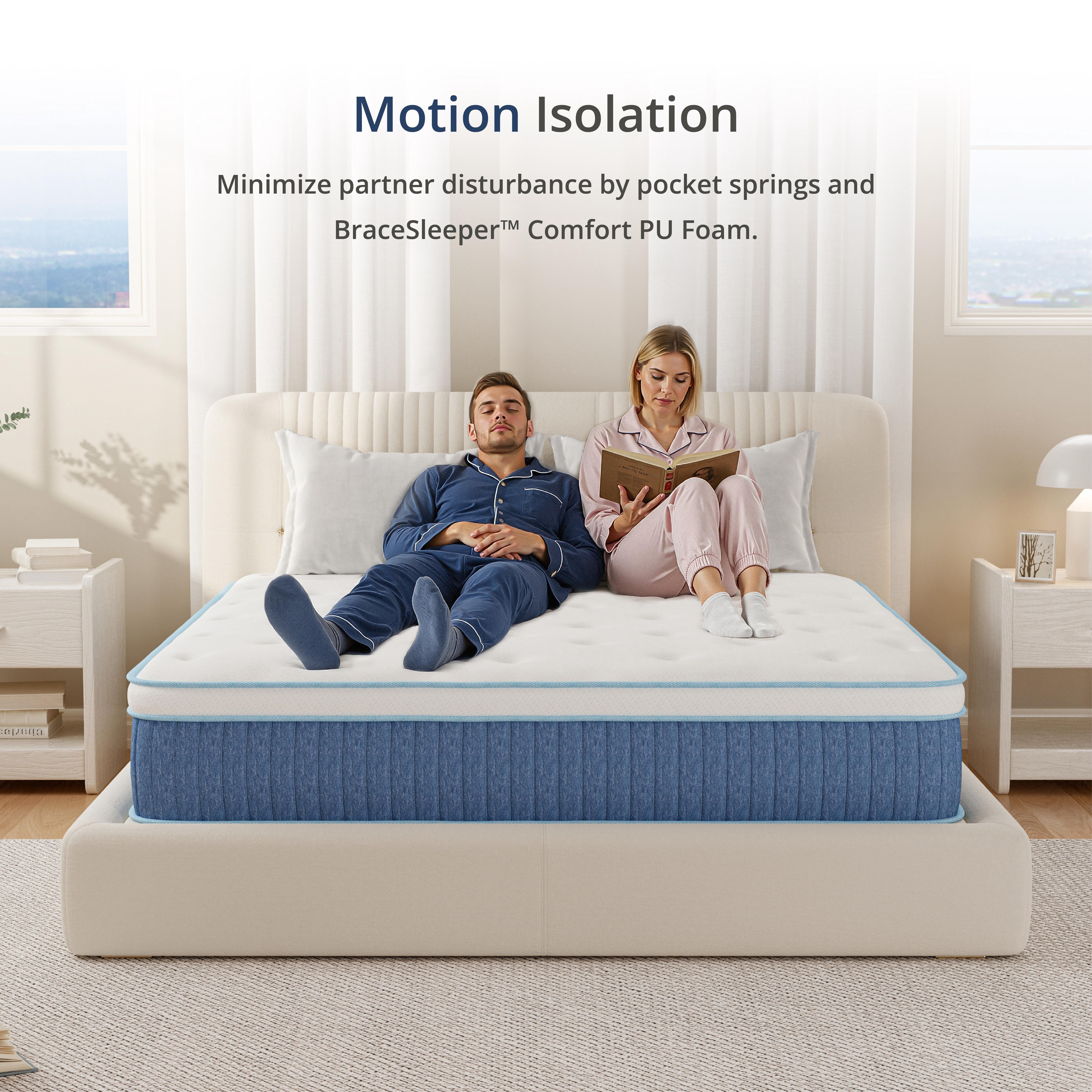 EGOHOME ChillWeave Queen Mattress, 12" Hybrid Mattress in a Box, Medium