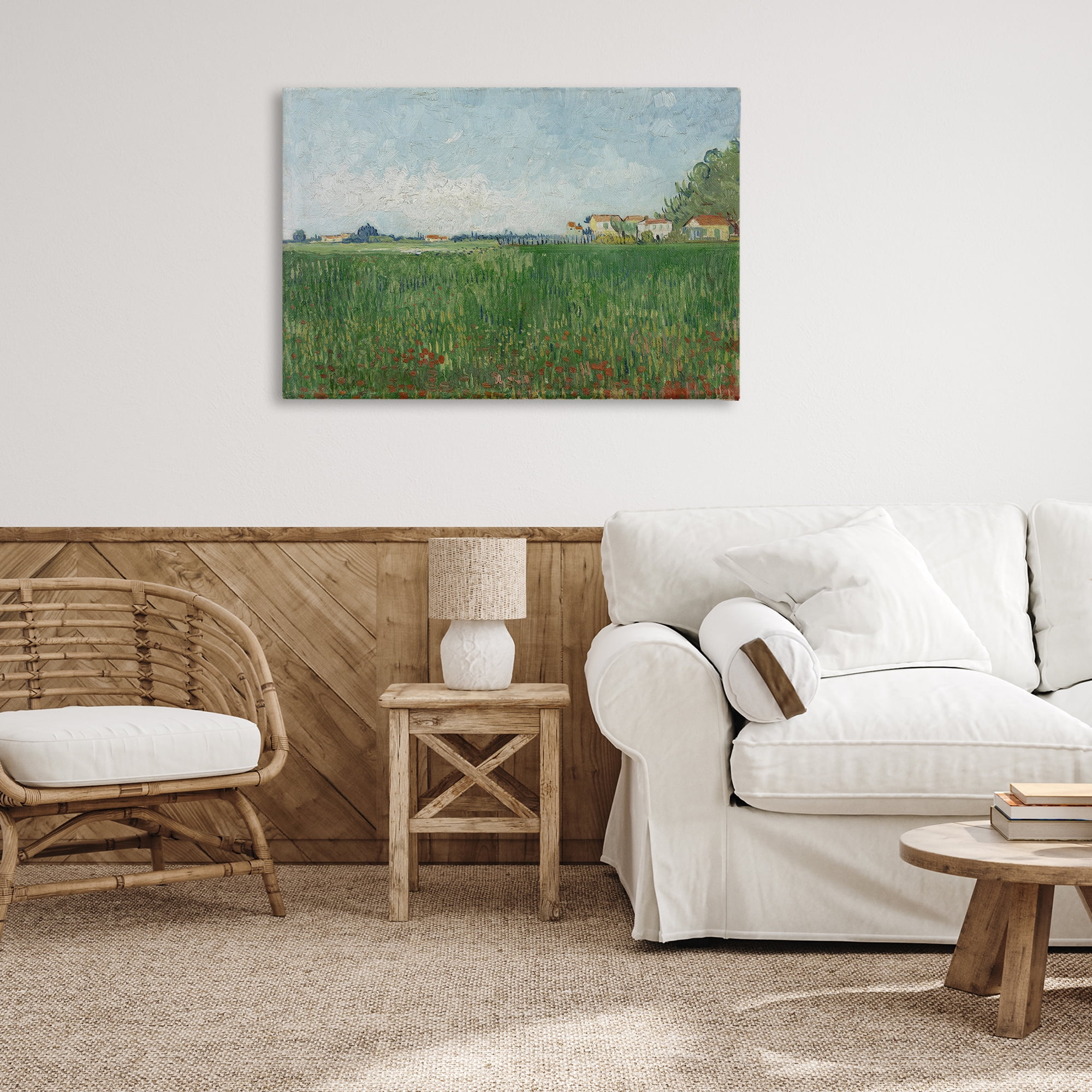 Stupell Industries Van Gogh Field with Poppies Landscape & Nature Painting Wrapped Canvas Art Print Wall Art, 36 x 24
