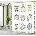 thumbnail image 5 of Ambesonne Hipster Shower Curtain, Hand Drawn Vintage Clock, 69"Wx84"L, White and Black, 5 of 5