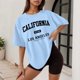 thumbnail image 2 of Camiseta holgada de manga corta y cuello redondo con estampado informal para mujer, 2 of 4