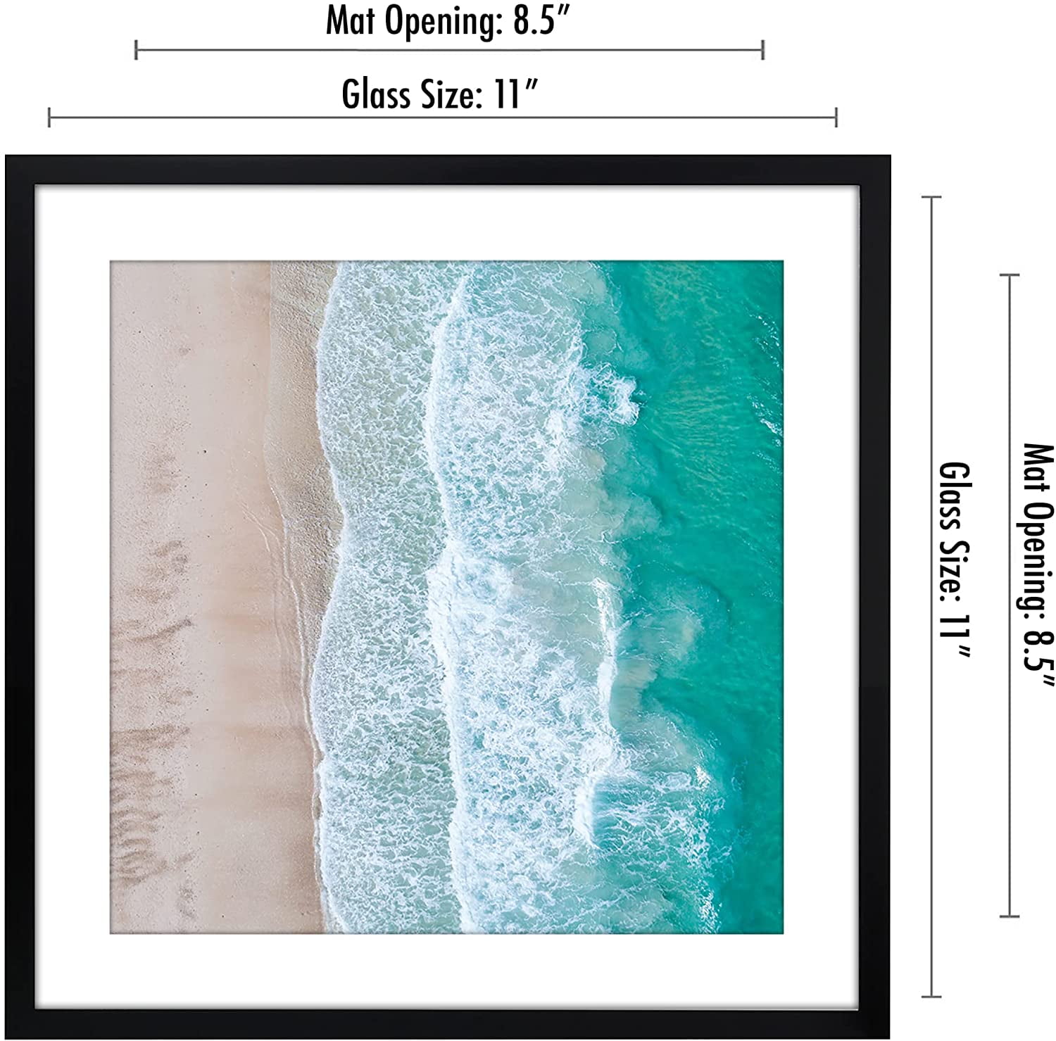 Americanflat 11x11 Picture Frame in Black - Displays 9x9 With Mat and 11x11 Without Mat - Horizontal and Vertical Formats for Wall and Tabletop