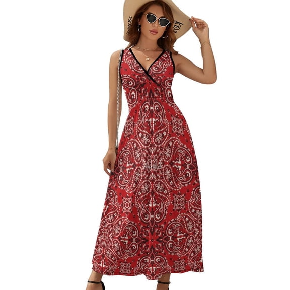 Bandana Style Print Dress Fashion Boho Beach Long Dresses Female Party Printed Maxi Dress