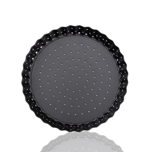 Pista de pizza perforada Acero al carbono Recubrimiento antiadherente Molde de horneado removible Bandeado Trans Bandeja Herramienta Hogar Hacienda de cocina S seitruly HA009881-01
