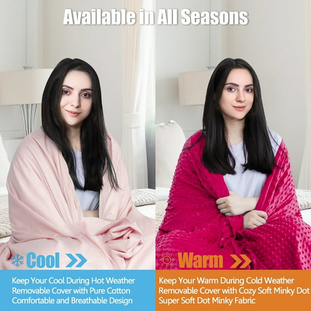 Costway 25lbs Heavy Weighted Blanket 3 Piece Set W hot Cold Duvet Covers 60x80 Pink Size 60in x 80in