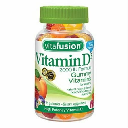 Vitafusion Vitamin D3 2000 IU Gummy Vitamins for Adults Dietary Supplement Peach, Blackberry & Strawberry Flavors 75