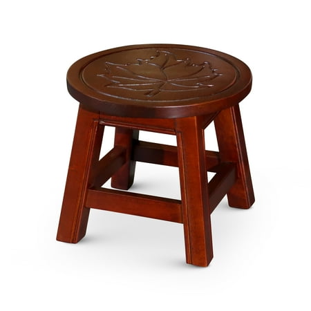 DTY Indoor Living Fairplay Carved Wooden Step Stool  Maple Leaf  Cherry