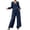 Dark Blue, variant on Pant Suits for Women Casual Two Piece Sets Long Sleeve V Neck Shirts Palazzo Pants Matching Lounge Set