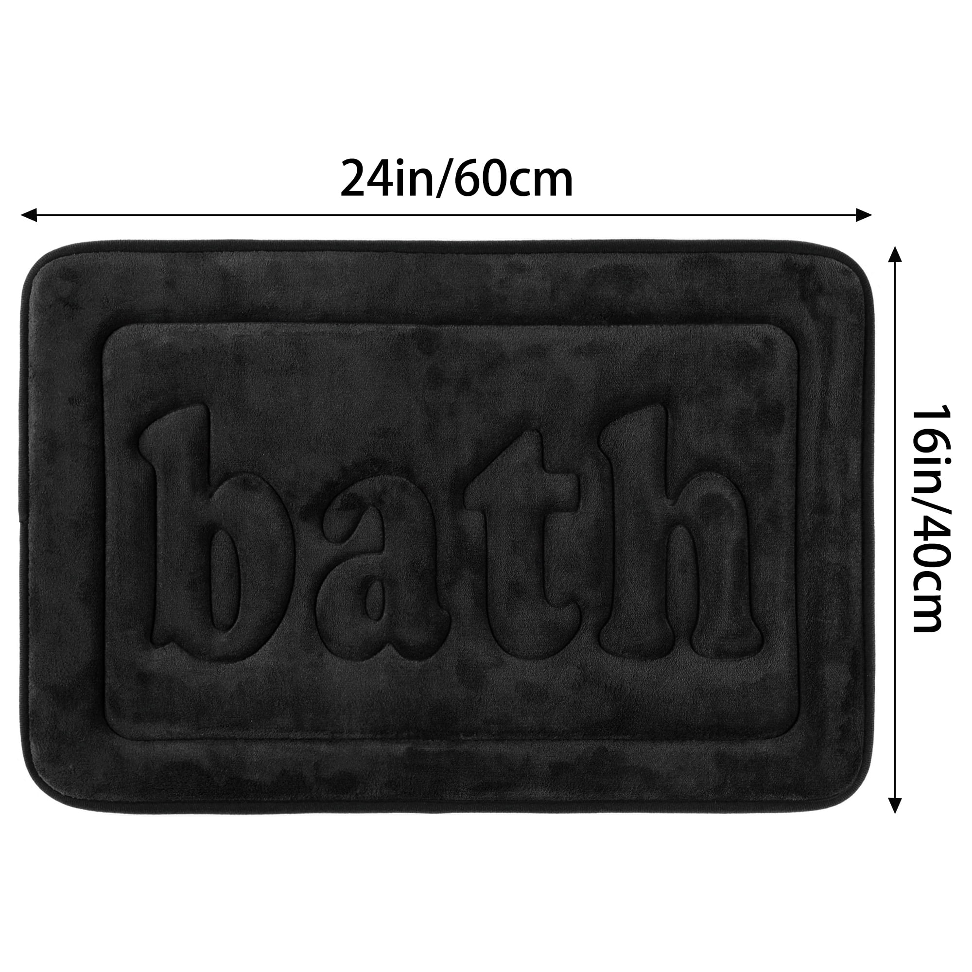 Unique Bargains 2 Pcs Memory Foam Rugs Black 16" x 24"