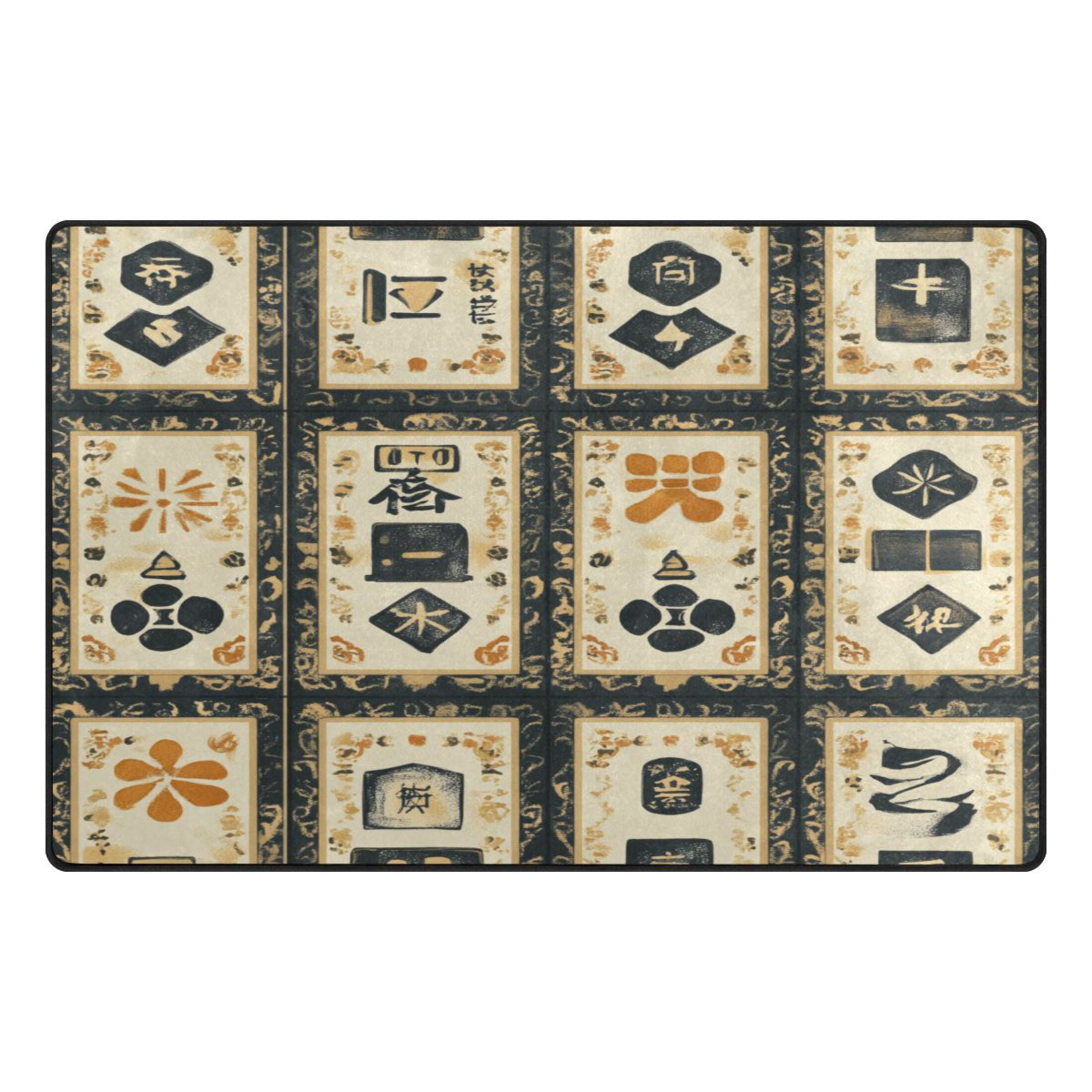 WOBOGO Mahjong Background Carpet Non-Slip Rugs Soft Doormat 60×39in Living Dining Room Bedroom Decorative