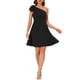 thumbnail image 2 of Vestido de fiesta A-Line con tirante asimétrico y lazo para mujer INSPIRE CHIC, con bolsillos, color negro, talla 3XL, 2 of 6