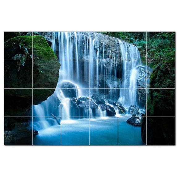 Waterfall Picture Ceramic Tile Mural Kitchen Backsplash Bathroom Shower, 406200
