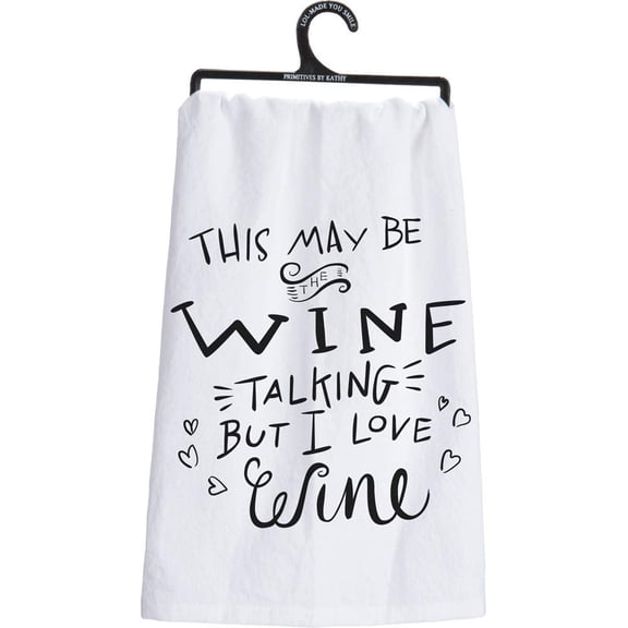Primitives by Kathy Dish Towel, 28-Inch by 28-Inch, Wine Talking