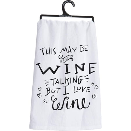 Primitives by Kathy Dish Towel 28-Inch by 28-Inch Wine Talking