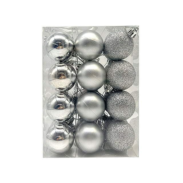 Aodebiao 24-Pack Mini Christmas Ornaments - 3cm Sparkling Tree Decorations - Shatterproof Plastic Baubles with Unique Designs - for Home, Party & Holiday Decor