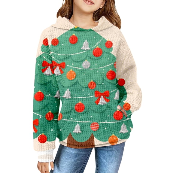 EnJoCho Kids Christmas Tree Hoodie | Novelty Holiday Pullover Sweatshirt for Boys Girls, Festive Winter Warm Tops with Long Sleeve Cozy Clothes