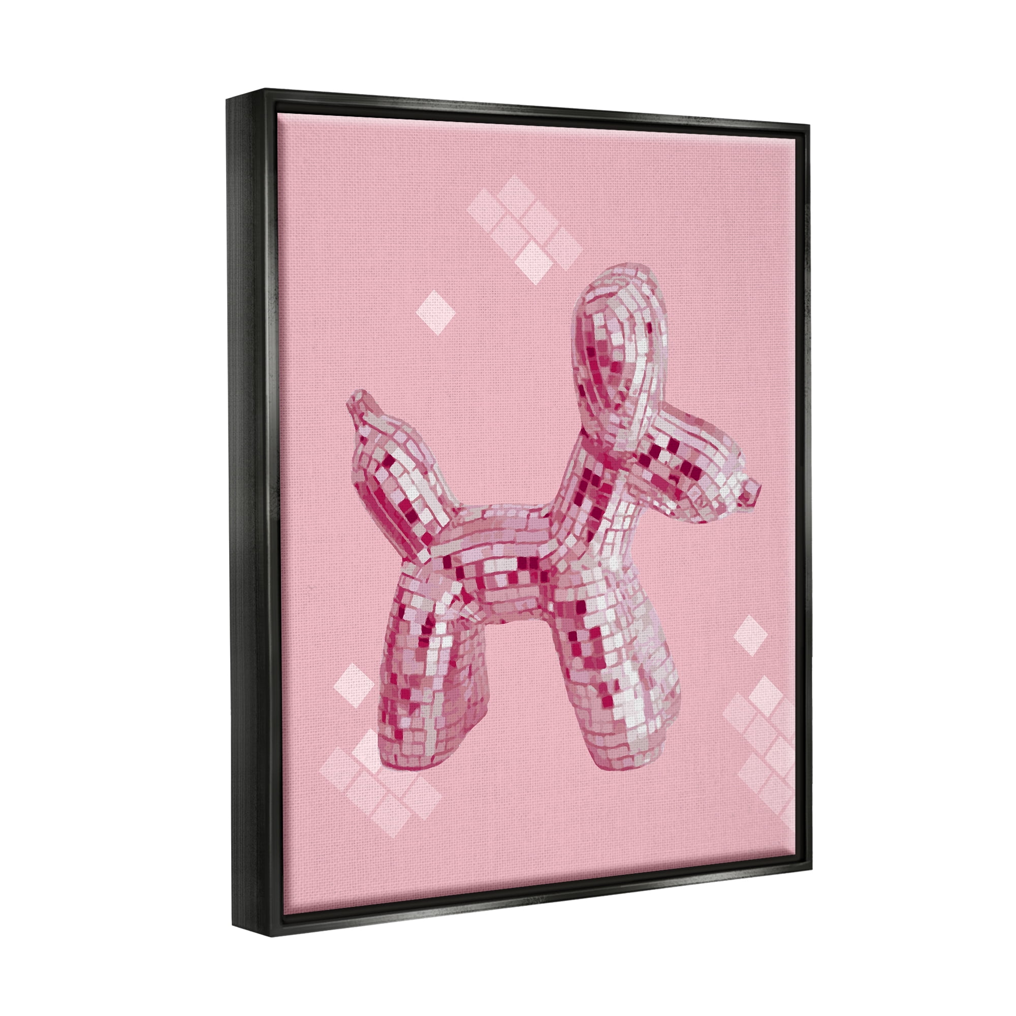 Stupell Industries Disco Ball Balloon Animal Abstract Painting Black Floater Framed Art Print Wall Art, 25 x 31