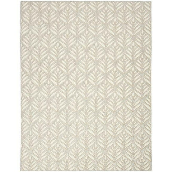 HomeRoots 505676 7 x 10 ft. Floral Stain Resistant Non Skid Rectangle Area Rug, Ivory & Grey